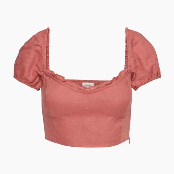 FULL SET Aritzia Wilfred Wander Linen top + pants effortless Warm Sienna Red M 8 - Picture 4 of 8